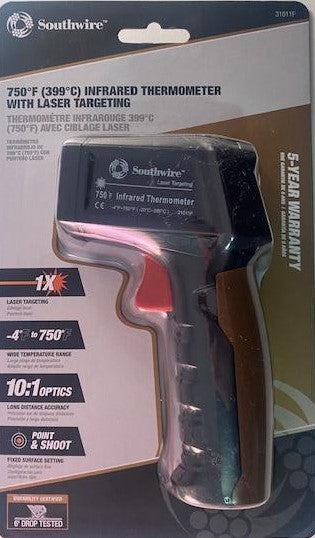 Southwire 31011F Infrared Thermometer With Laser Targeting Up to 750 Degrees