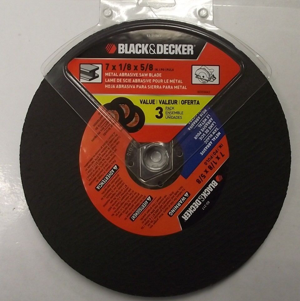 Black & Decker 63-217W3 7" x 1/8" x 5/8" Metal Abrasive Saw Blades 3pk