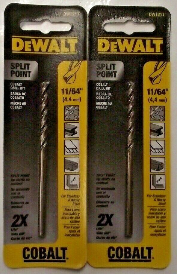 DEWALT DW1211 11/64" Cobalt Split Point Twist Drill Bit 2pcs.