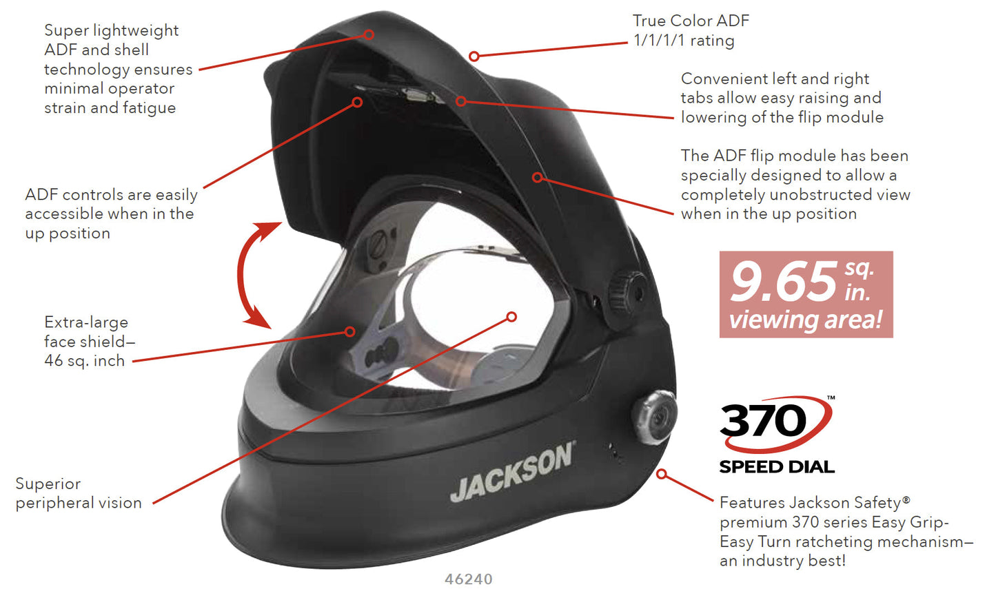 Jackson Safety TRANSLIGHT 455 Flip Premium Auto Darkening Helmet 46240