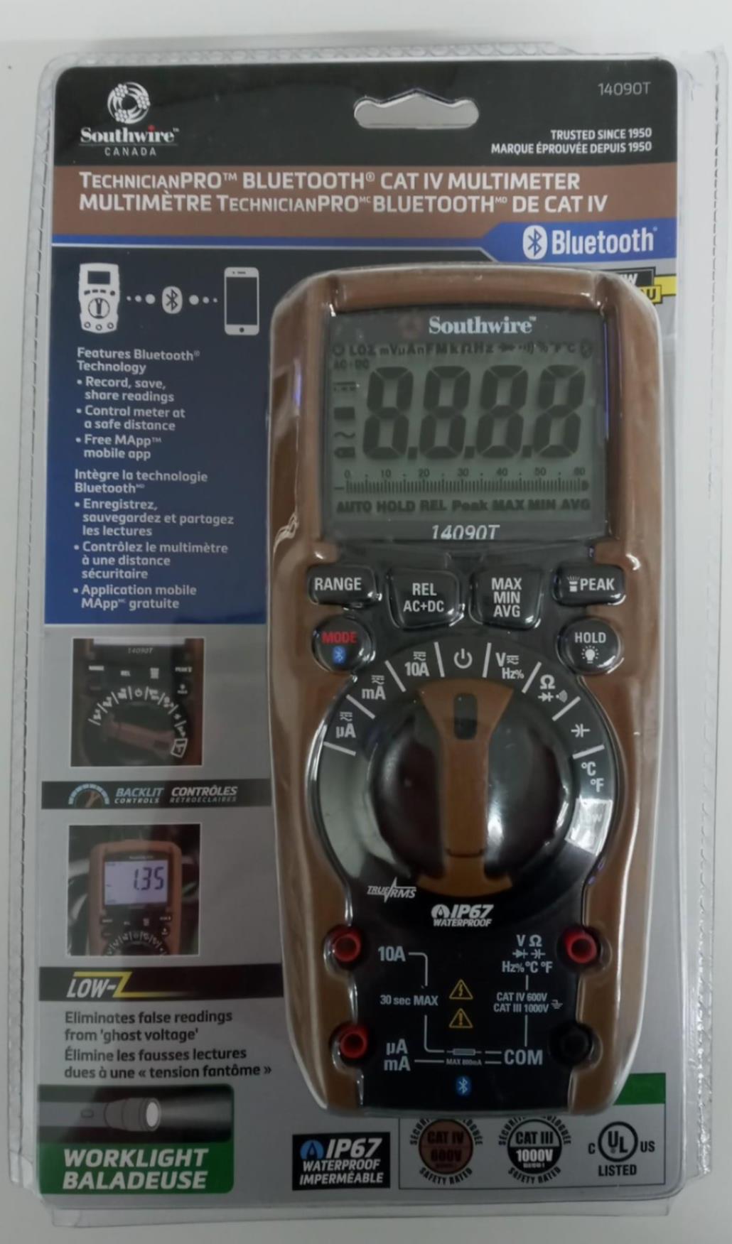 Southwire 14090T TechnicianPRO™ BLUETOOTH® CAT IV MULTIMETER w/pouch and Leads
