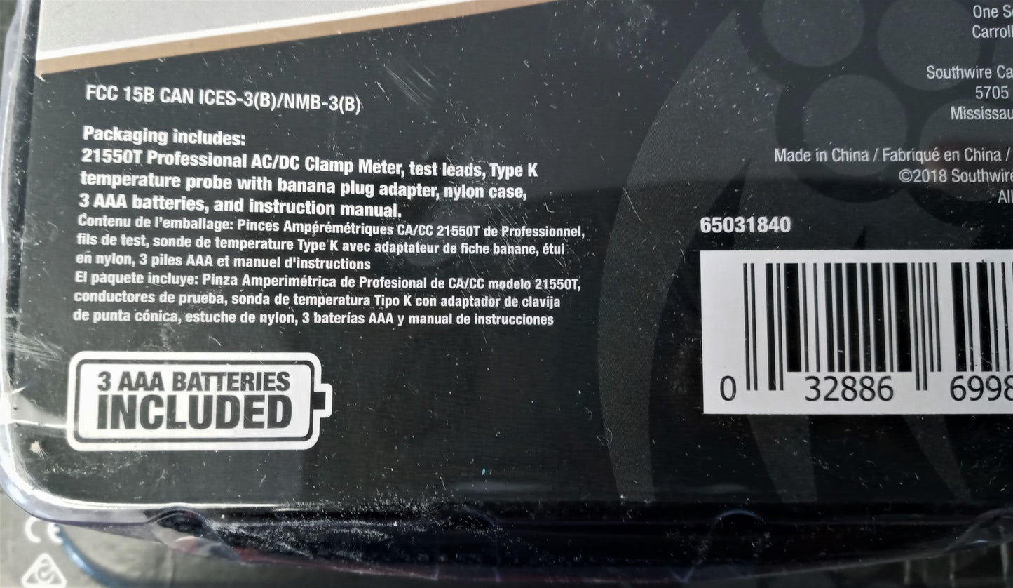 Southwire 21550T Professional Digital 600-Volt Clamp Meter True RMS
