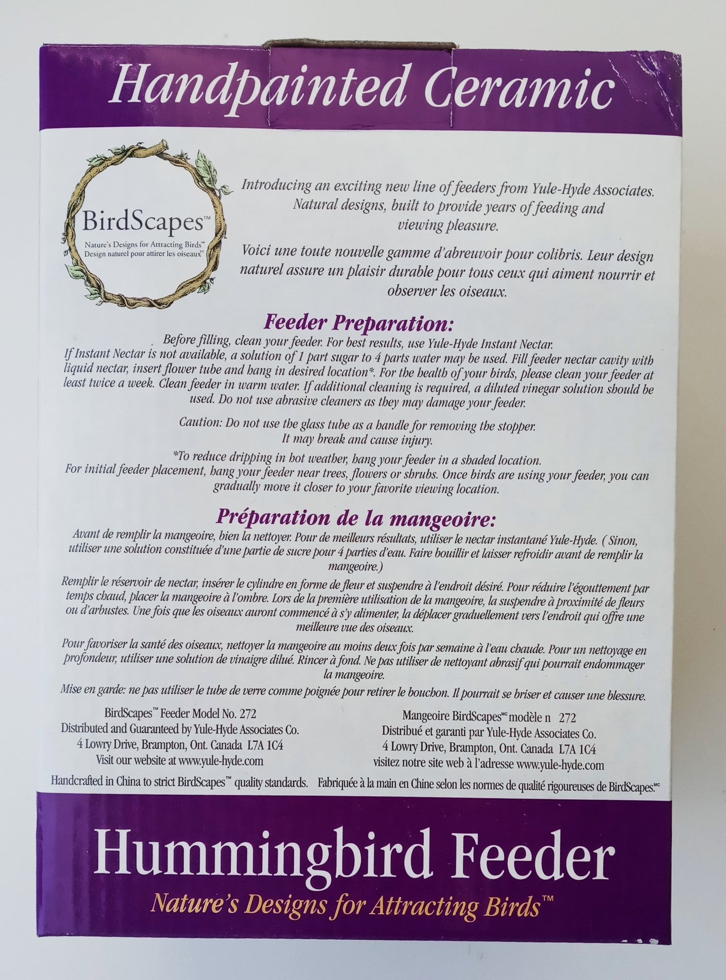 Birdscapes 272 Hand-painted Ceramic Hummingbird Feeder