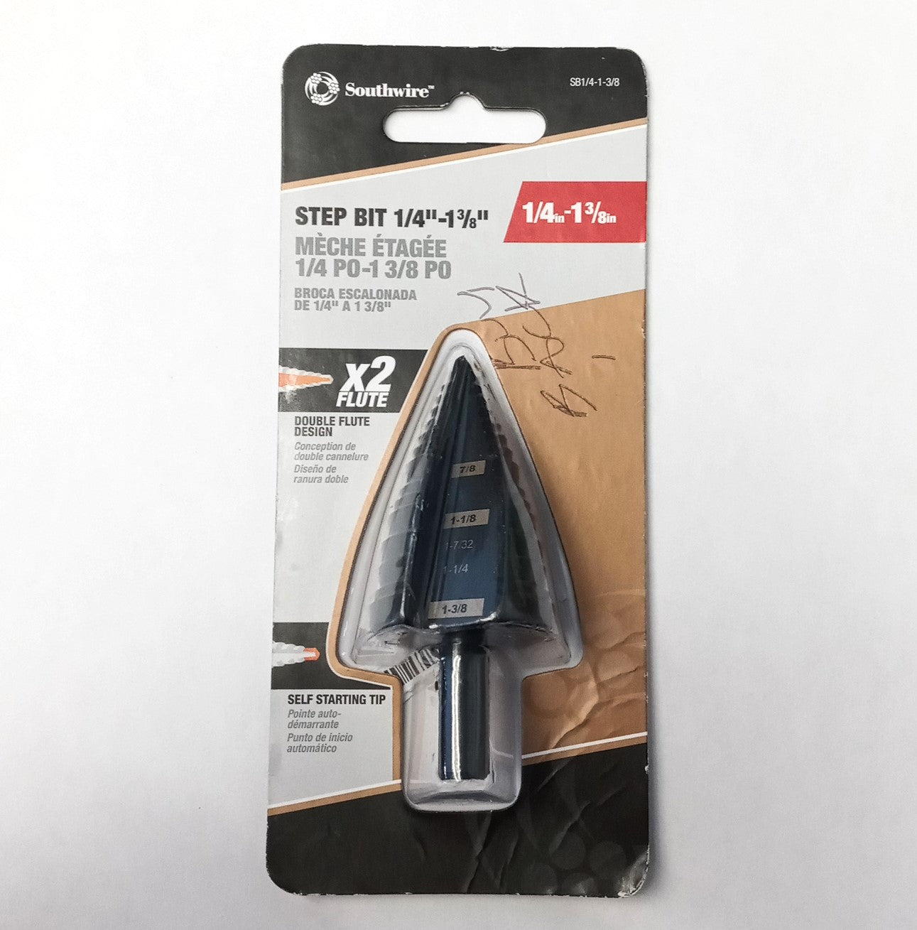 Southwire SB1/4-1-3/8 Step Bit, DBL Strt-Flute, 1/4" to 1-3/8"