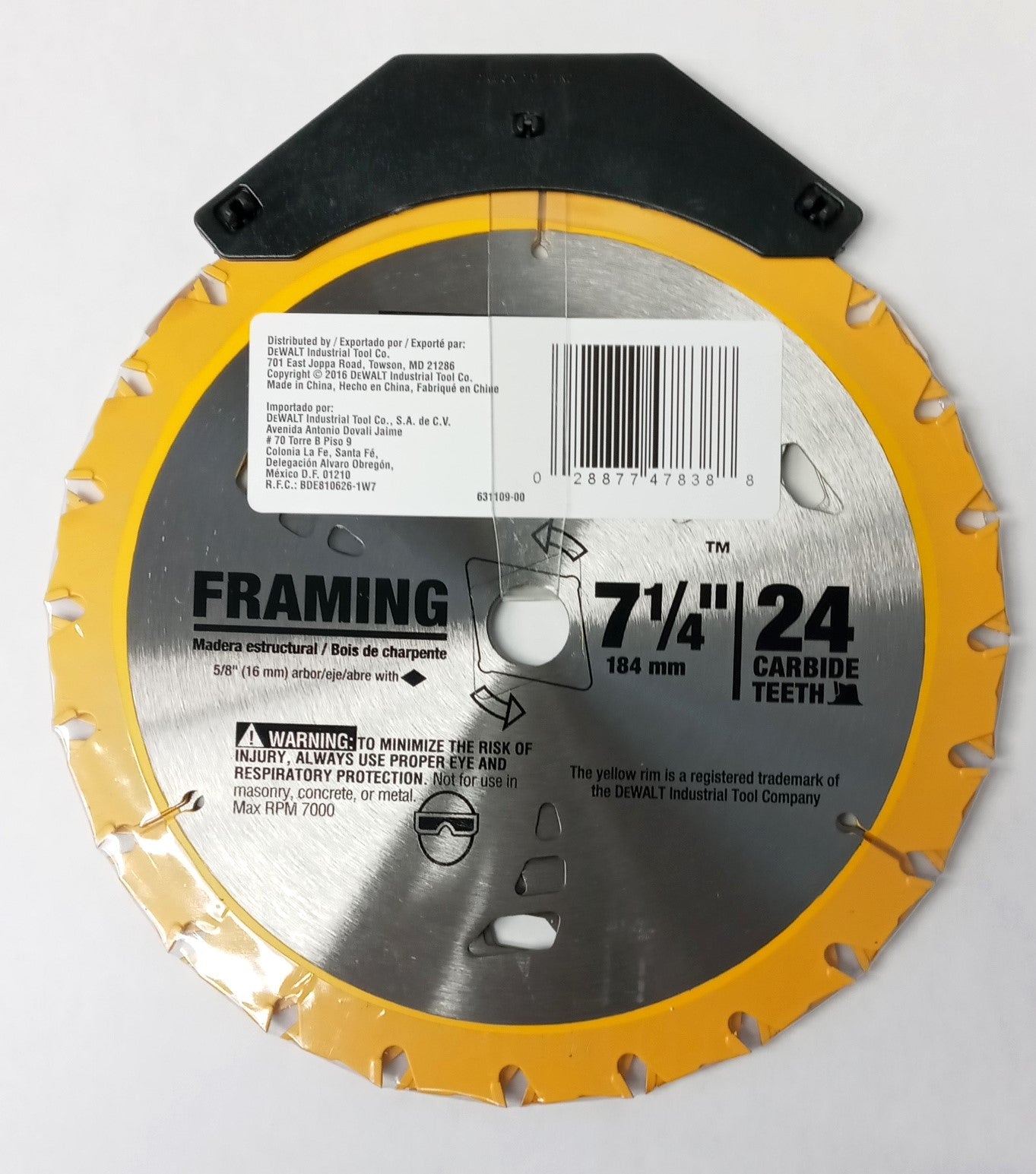 DeWalt 7-1/4" x 24 Tooth Carbide-Tipped Framing Circular Saw Blade 3pk DW3578b3