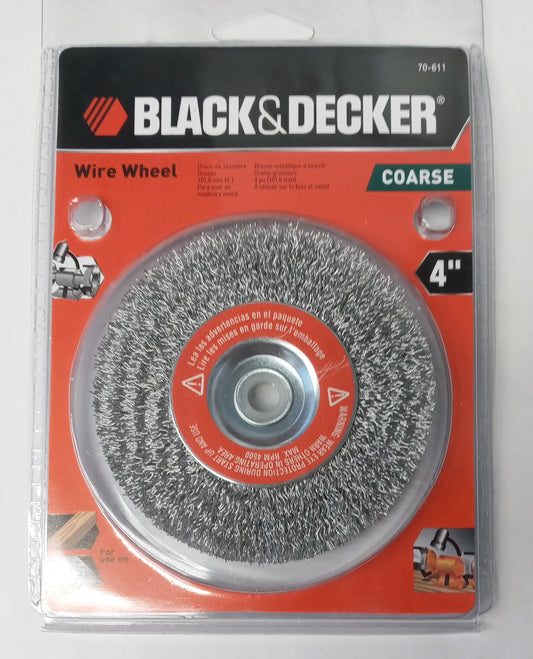 Black & Decker 4" Steel Wire Wheel Coarse For Bench Grinder  70-611
