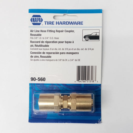 Napa 90-560 3/8" Reusable Brass Hose Splicer Coupler For Air Hoses