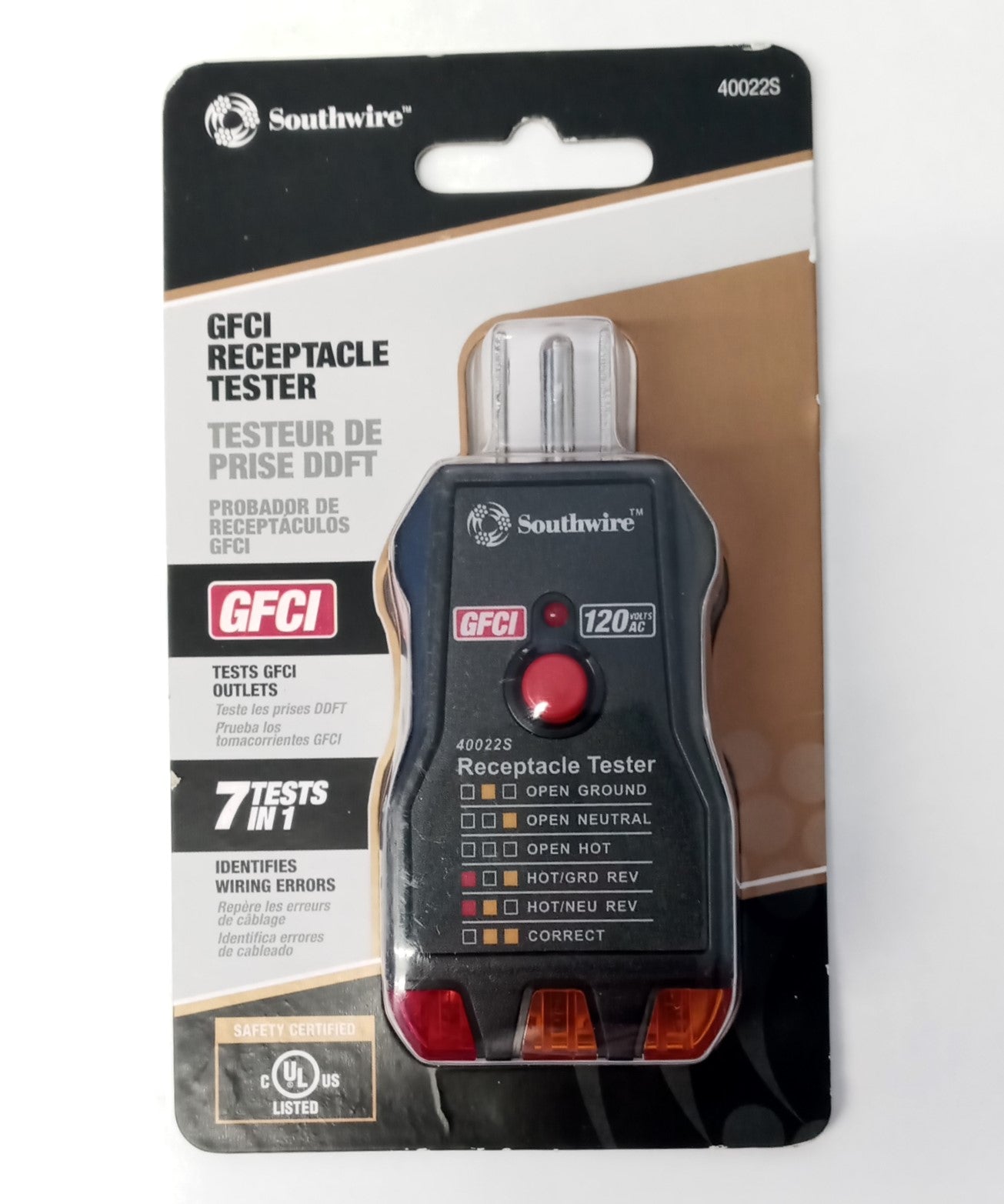 Southwire 40022S Analog 120-Volt GFCI Receptacle Tester