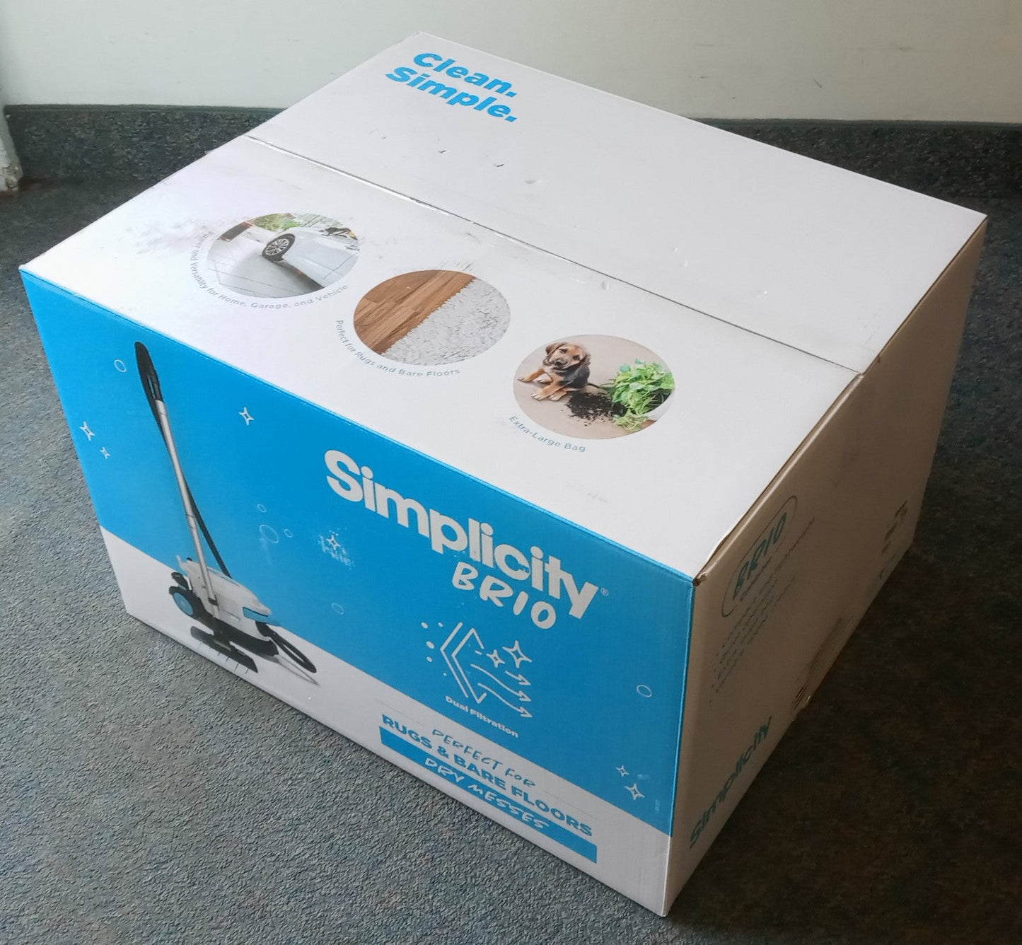 Simplicity Vacuum Brio Dry Canister Vacuum, Indoor Heavy Duty Vacuum Cleaner with Stainless Steel