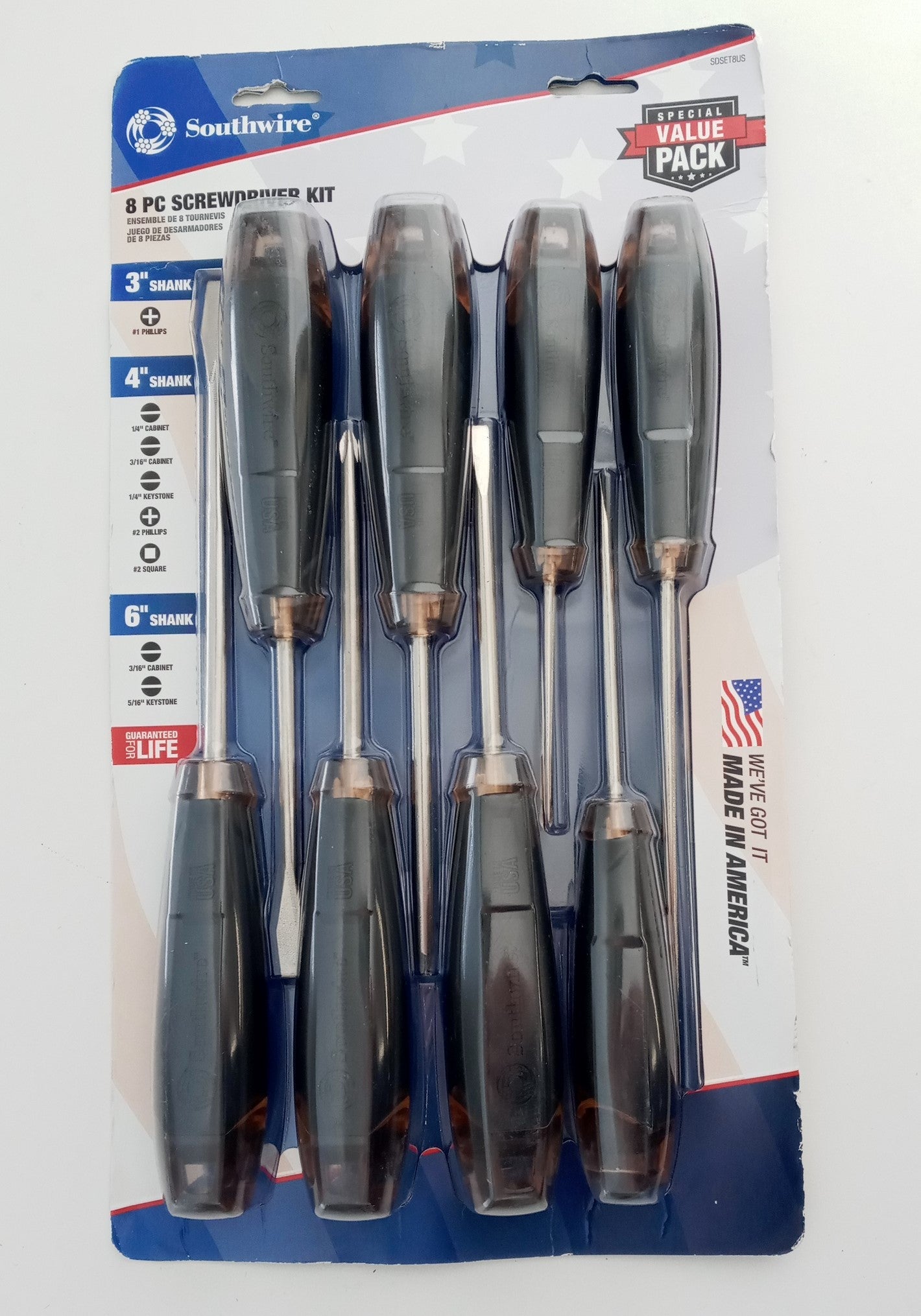 Southwire 8 Piece Screwdriver Set Cushion Grip USA SDSET8US