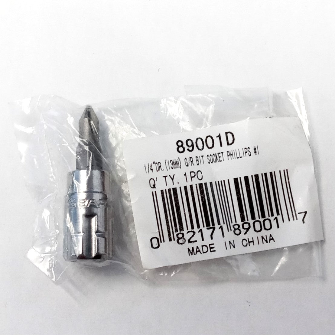 GearWrench #1 Phillips Vortex Pass-Thru Bit Socket 1/4" Dr 89001D