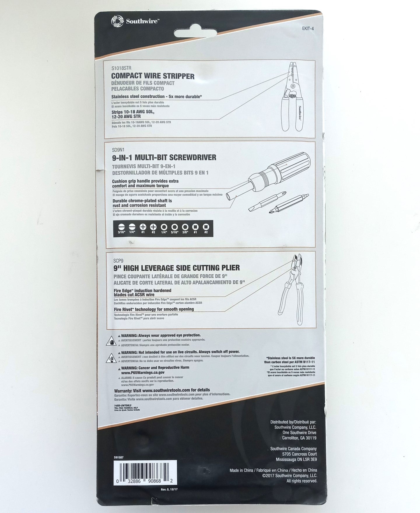 Southwire EKIT-4 4-Piece Electrician's Tool Kit With Nylon Carrying Pouch