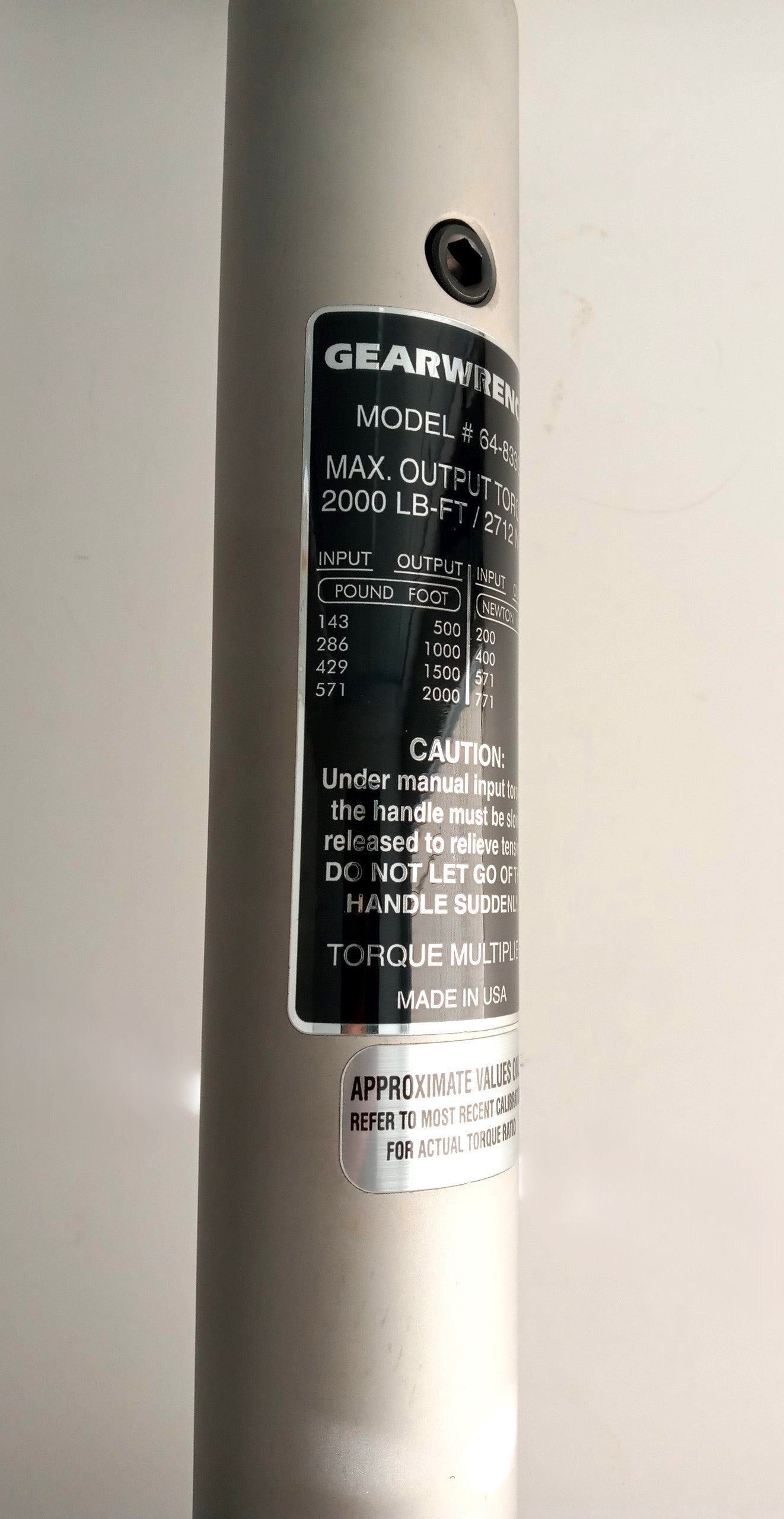 GearWrench 2000 Foot-Pound Torque Multiplier USA 64-833G