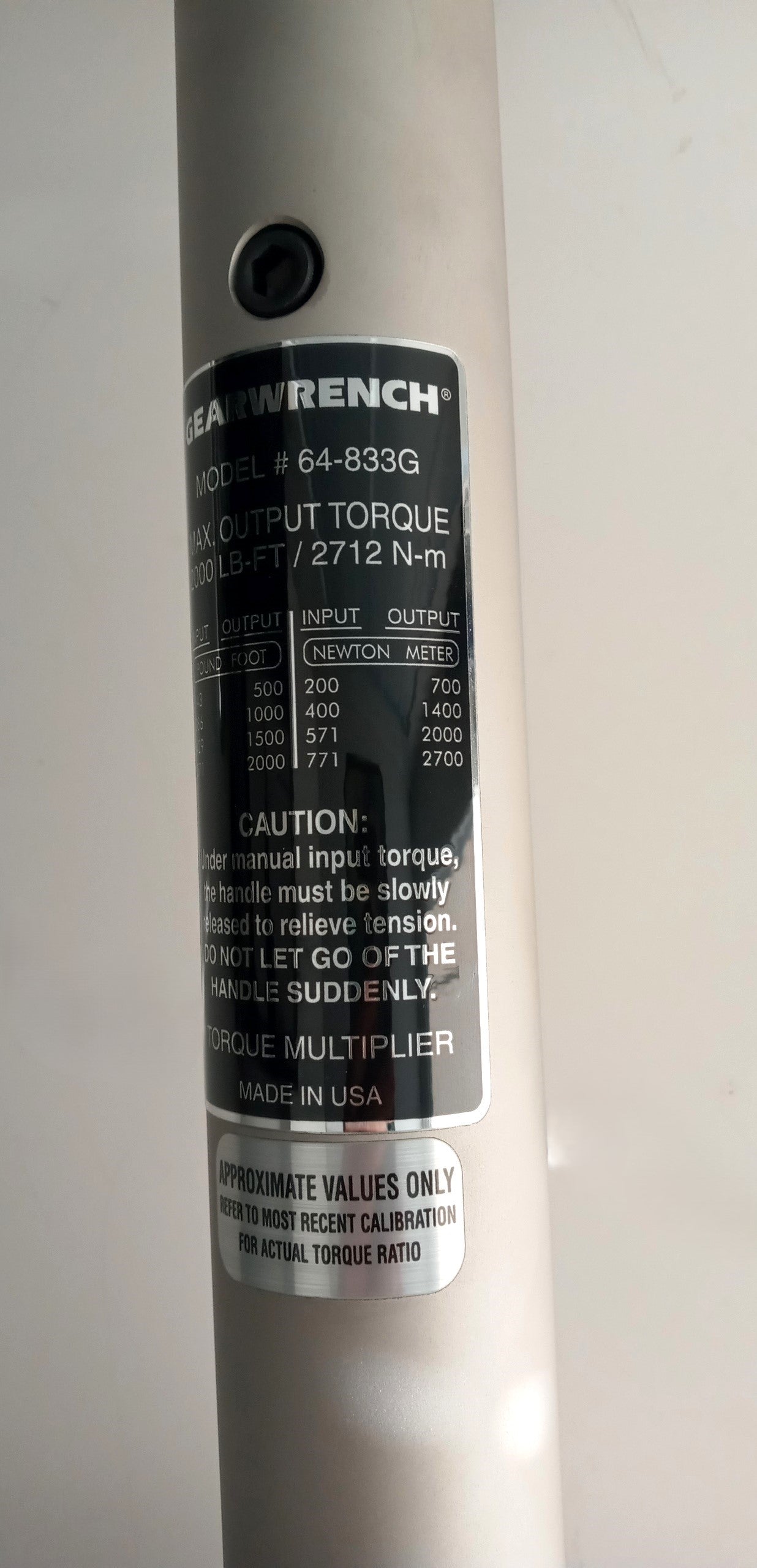 GearWrench 2000 Foot-Pound Torque Multiplier USA 64-833G