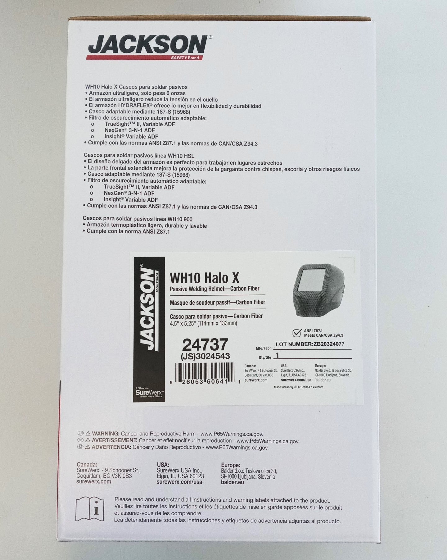 Jackson Safety WH10 HLX 100 Passive Welding Helmet, Shade 10, Hydraflex 24737