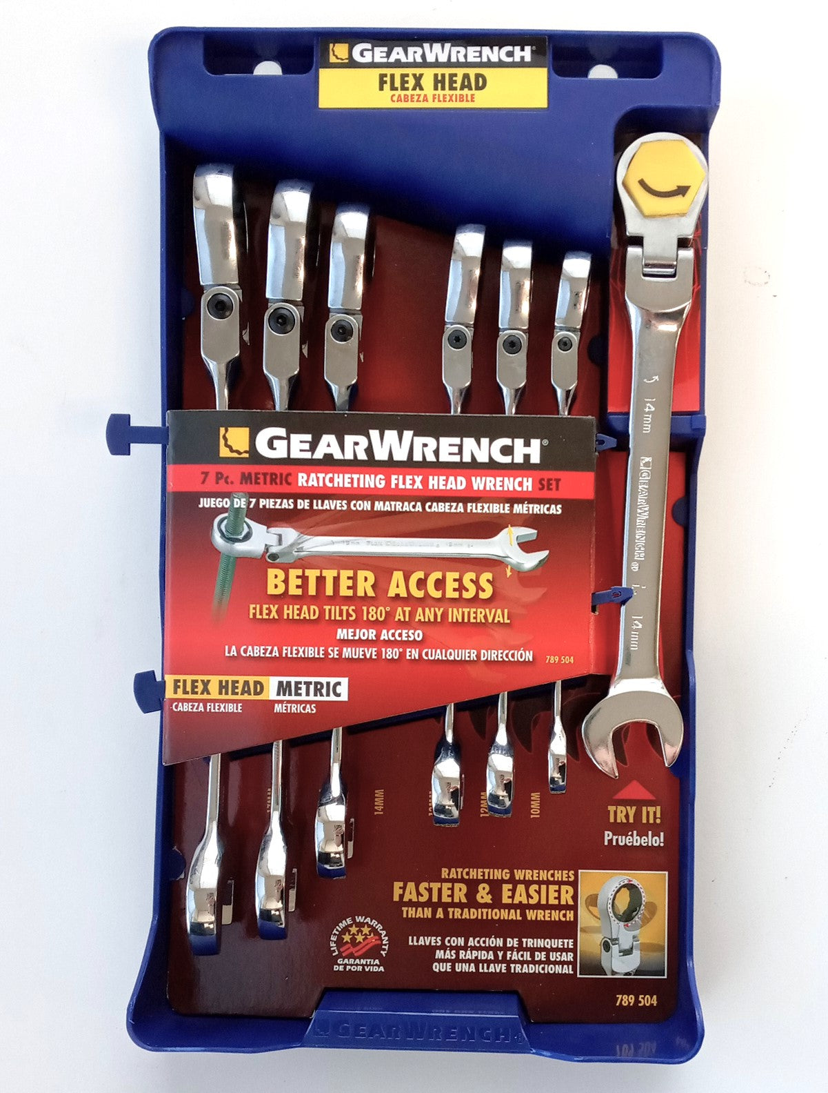 GearWrench 7 Piece Metric Ratcheting Flex Head Wrench Set 10-18mm 789504