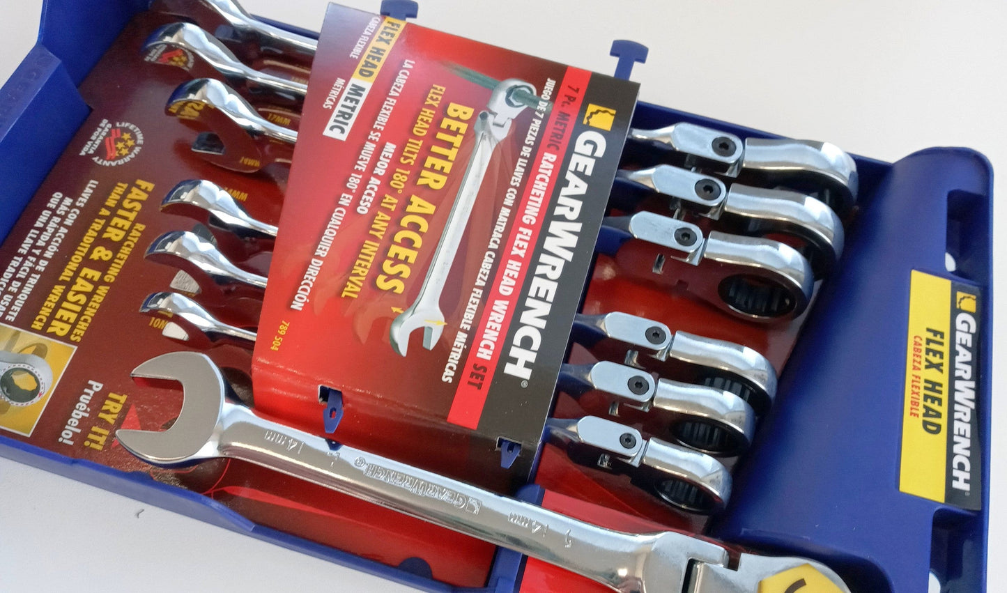 GearWrench 7 Piece Metric Ratcheting Flex Head Wrench Set 10-18mm 789504