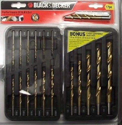 Black & Decker 17 Piece 135 Split Point Titanium Drill Bit Set 15573