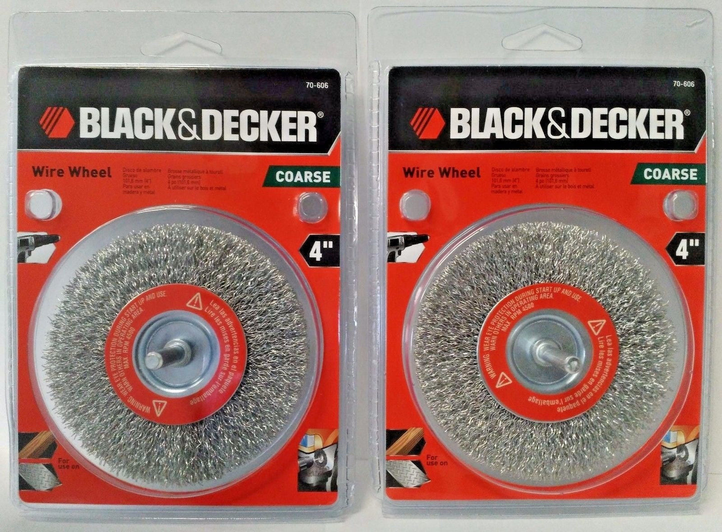 Black & Decker 70-606 4" Coarse Wire Wheel With 1/4" Shank 2pcs