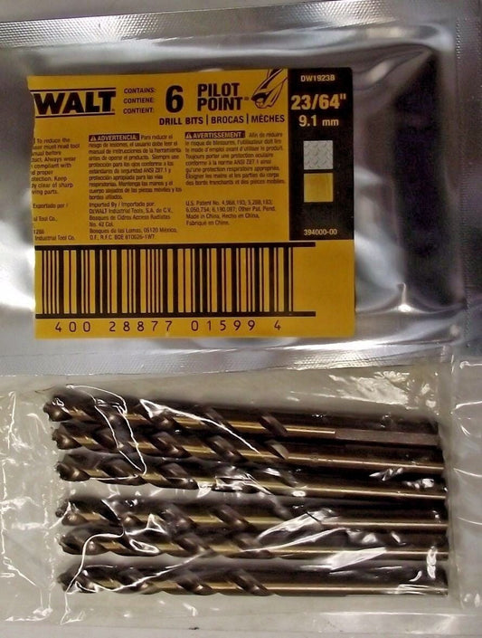 Dewalt 23/64" Pilot Point Drill Bits 6-Pack DW1923