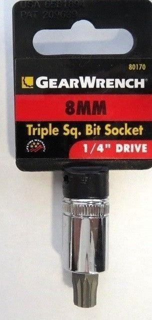 Gearwrench 80170 8 mm Triple Sq. Bit Socket 1/4" Drive