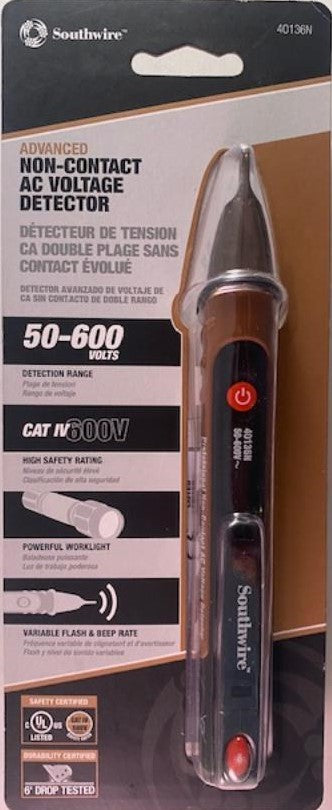 Southwire 40136N Advanced Non-Contact AC Voltage Detector 50-600v CAT IV 600V