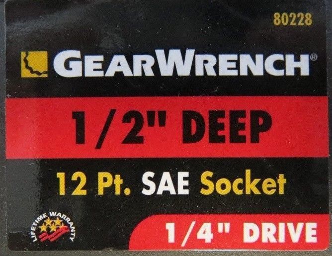 GearWrench 1/2" Deep Socket  12-Point 1/4" Drive 80228