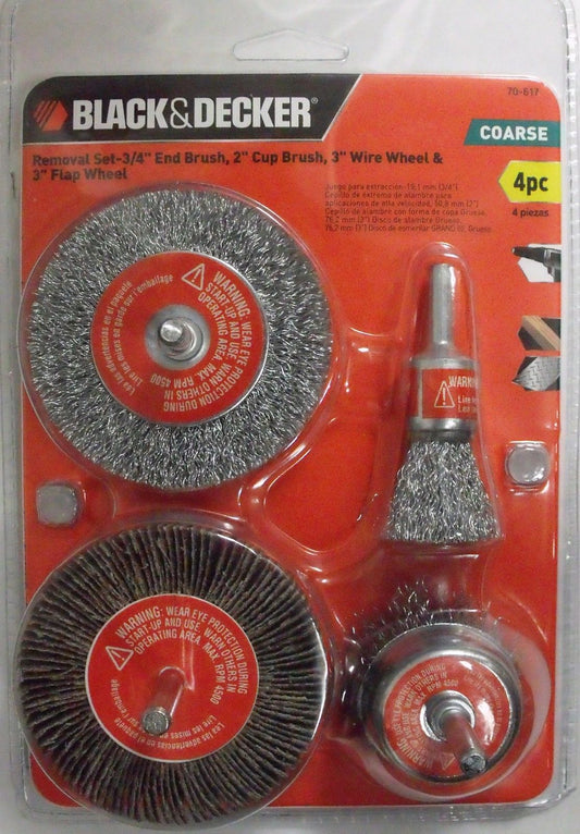 Black & Decker 4 Piece Set 3" Wire Wheel & Flap Wheel Removal Set  70-617