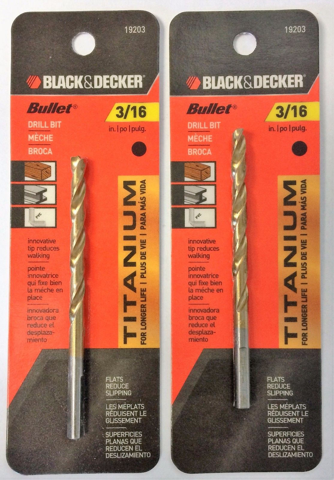 Black & Decker 19203 3/16 Titanium Bullet Drill Bit 2PCS