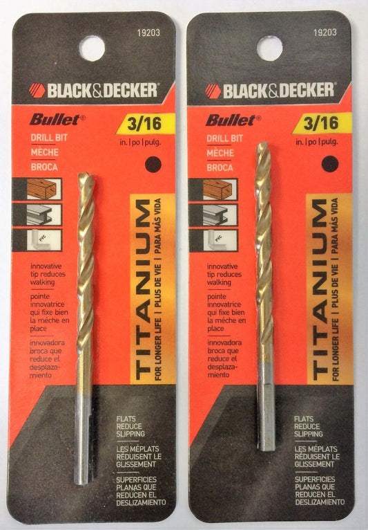 Black & Decker 19203 3/16 Titanium Bullet Drill Bit 2PCS