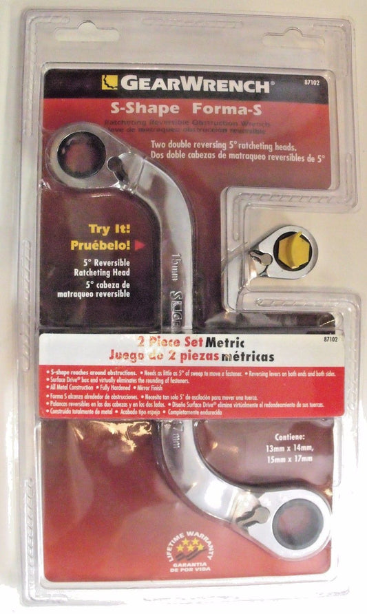 GearWrench 2 Piece Metric S Pattern Wrench Set 13 x 14 15 x 17mm  87102