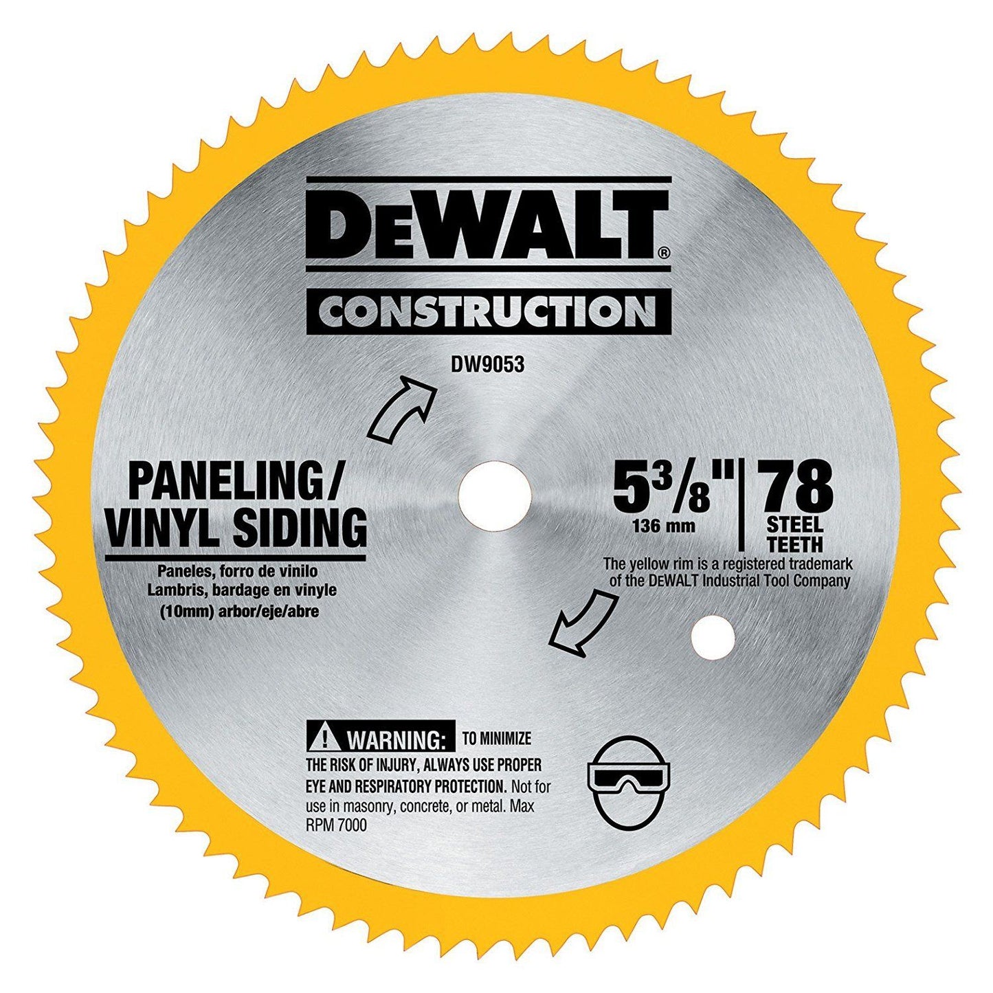 DeWalt 5-3/8" x 80 Tooth Paneling and Vinyl Cutting Steel Saw Blade DW9053