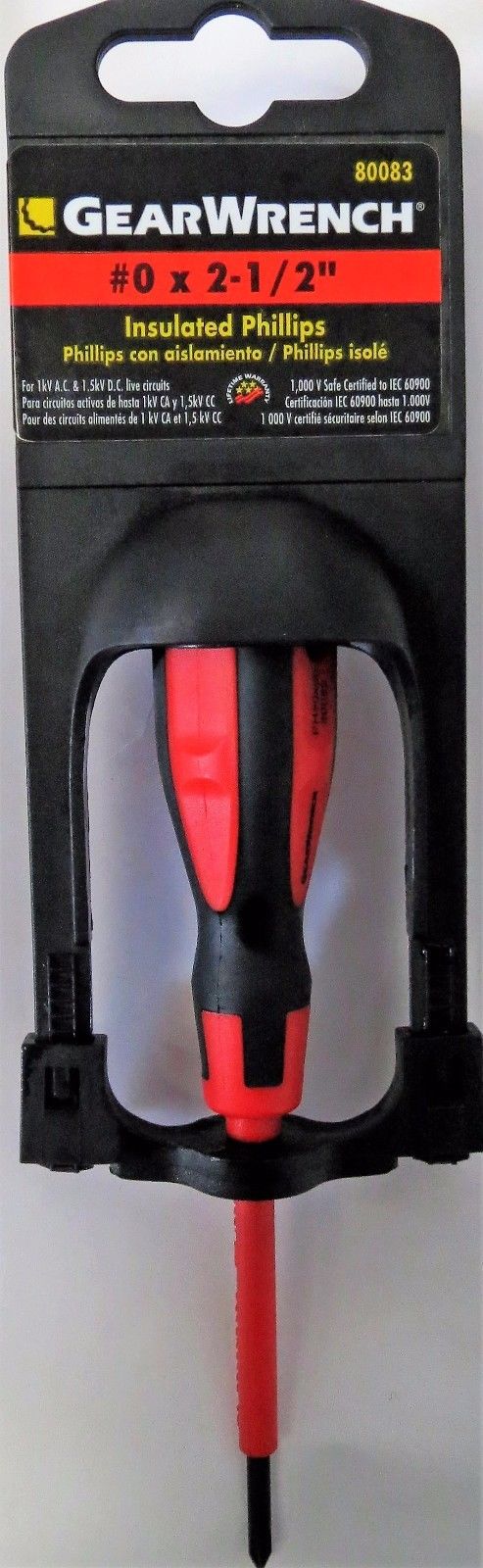 Gearwrench #0 Insulated Phillips Screwdriver 2-1/2" Long 80083