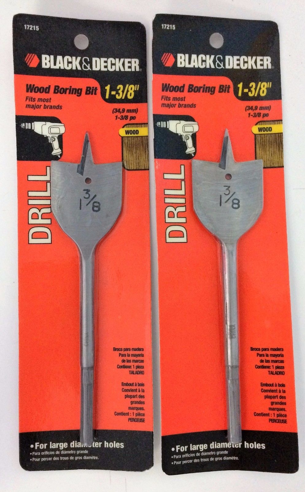 Black & Decker 17215 1-3/8" Wood Boring Drill Bit 2PCS