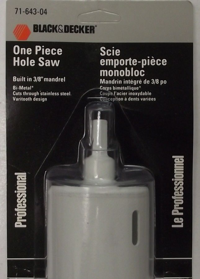 Black Decker 71-643 2-3/8 Professional One Piece Hole Saw USA