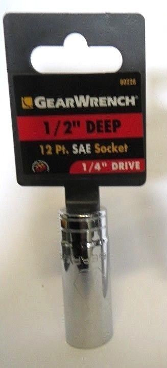 GearWrench 1/2" Deep Socket  12-Point 1/4" Drive 80228