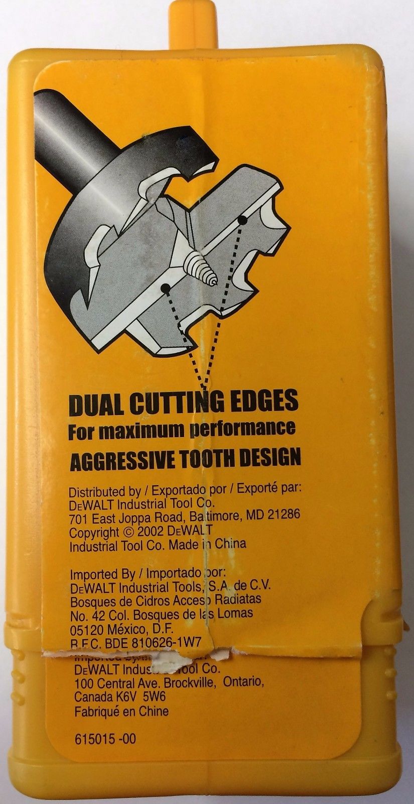 Dewalt DW1637 2-1/8" Self Feed Wood Drill Bit