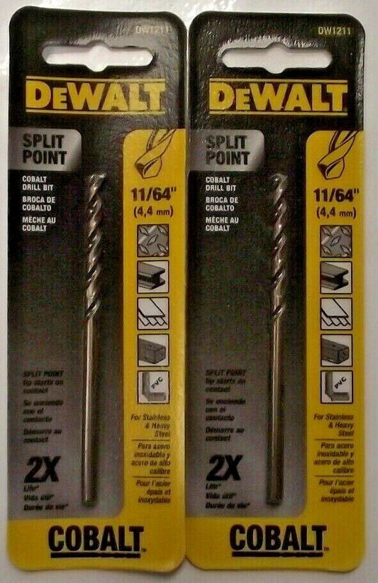DEWALT DW1211 11/64" Cobalt Split Point Twist Drill Bit 2pcs.