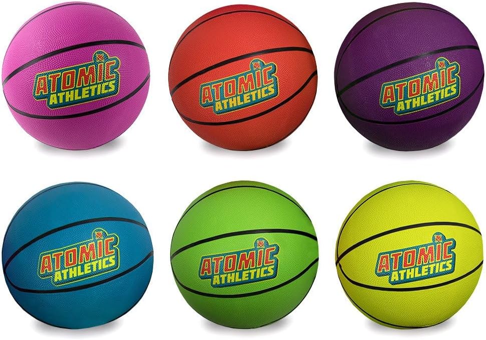 Atomic Athletics SBAL-402 Rubber Playground Basketballs, Size 5 Youth, 6 Pack