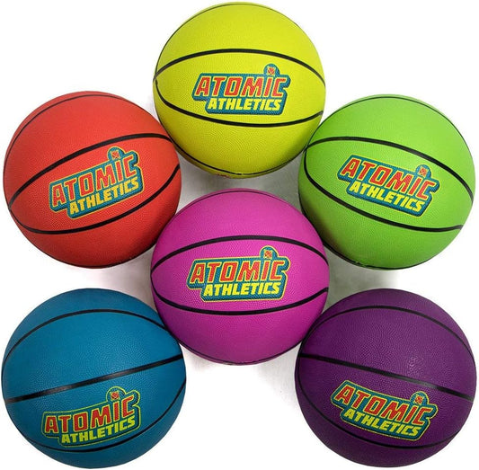 Atomic Athletics SBAL-402 Rubber Playground Basketballs, Size 5 Youth, 6 Pack