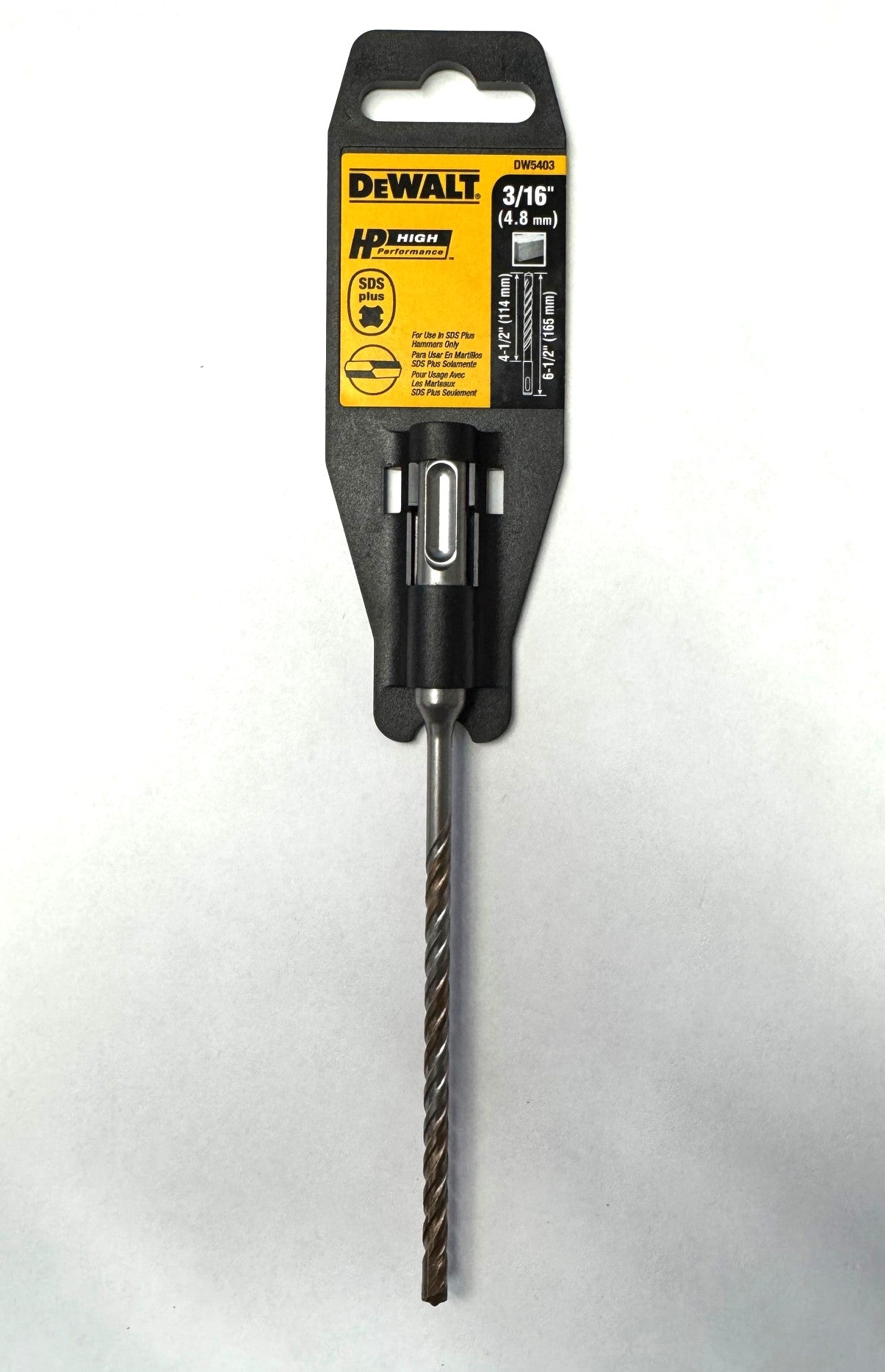 DeWalt 3/16" x 4-1/2" x 6-1/2" Rock Carbide SDS Plus Hammer Bit Germany DW5403