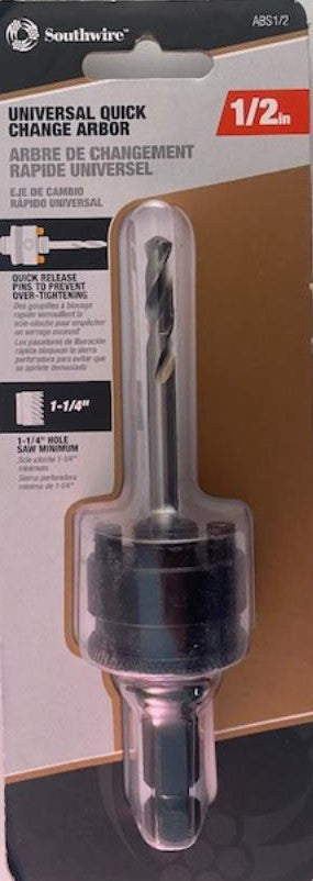 Southwire ABS1/2 1/2" Hole Saw Arbor Universal Quick Change With Pilot Bit