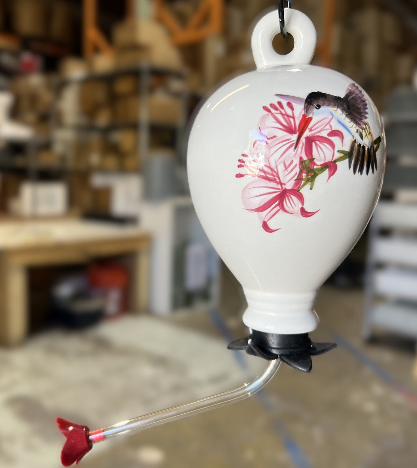 Birdscapes 272 Hand-painted Ceramic Hummingbird Feeder