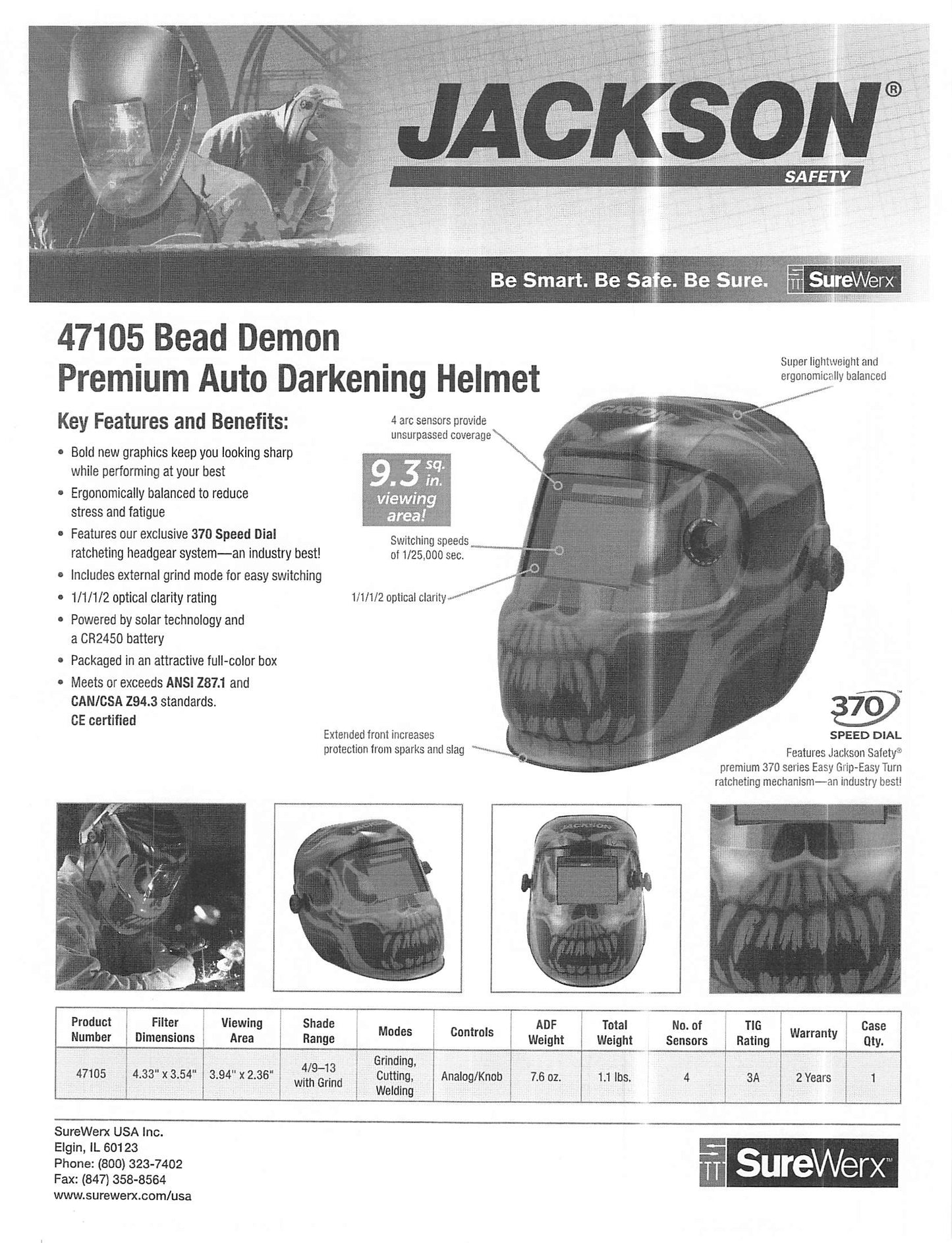 Jackson Safety 47105 Premium Graphic Welding Helmet Bead Demon Replacement Shell