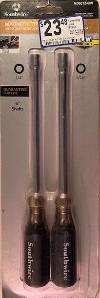 Southwire NDSET2-6M 2-Piece Nut Driver Set w/ 1/4" 5/16" 6" Shank